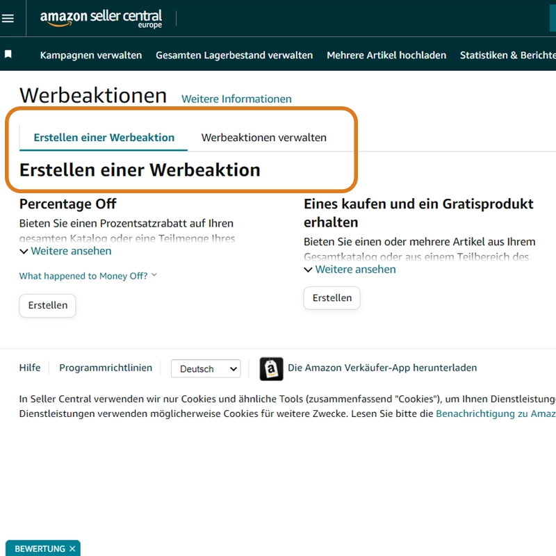 Amazon Rabattaktion anlegen