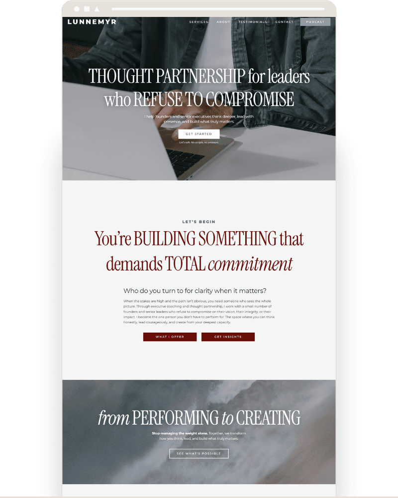 WordPress web design with clear hierarchy for Lunnemyr