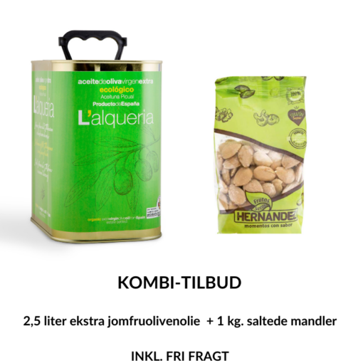 KOMBI-TILBUD! Picual 2,5 l & 1 kg saltede mandler INKL. fri fragt