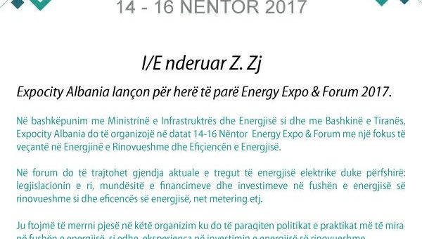 EuroElektra afron 200 Free ticket për ne Energy Expo & Forum 2017, me 14-16 Nëntor, Tirane!
