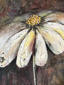 blomblad i akryl på duken