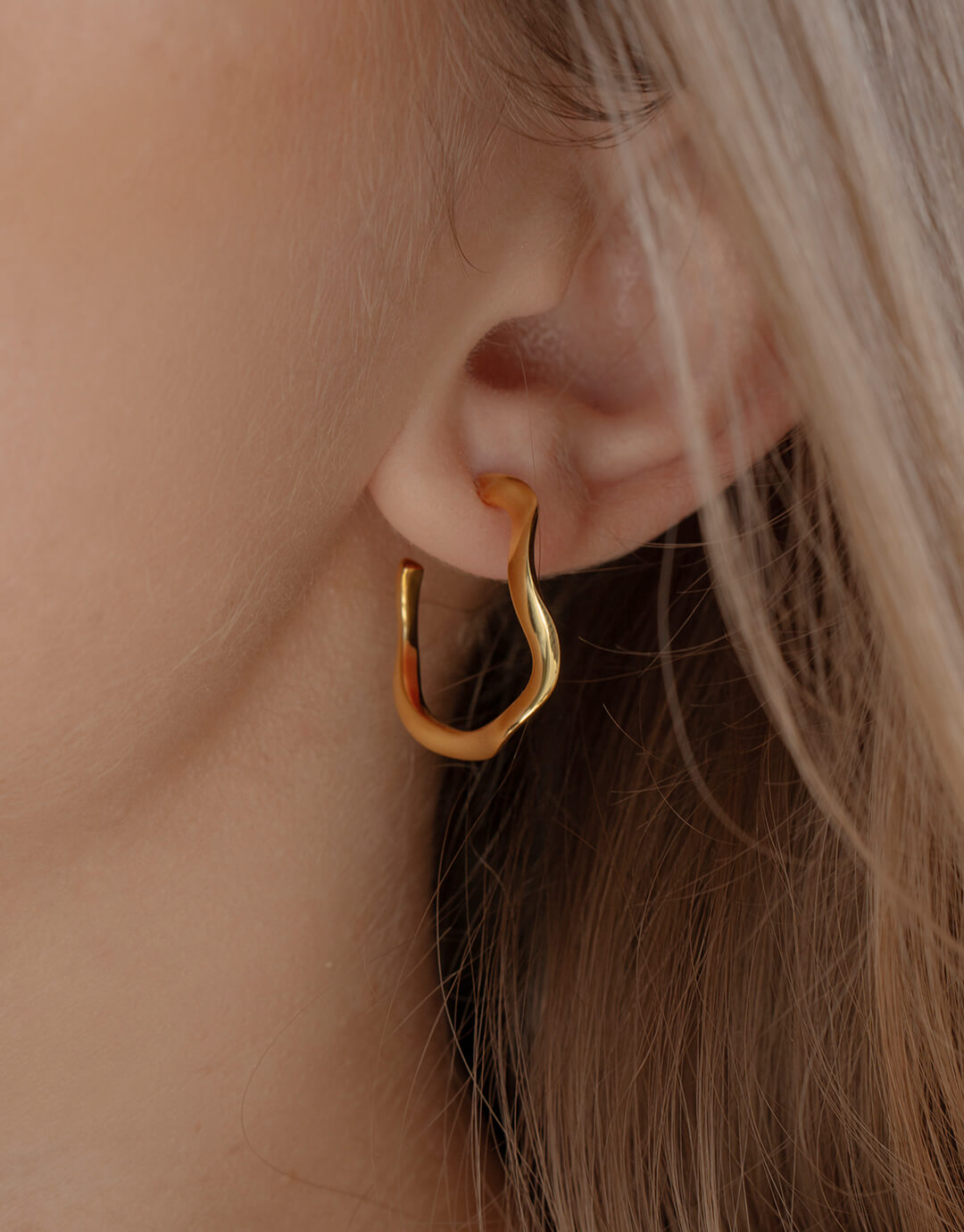 Wave - Guld hoops - Billede 2