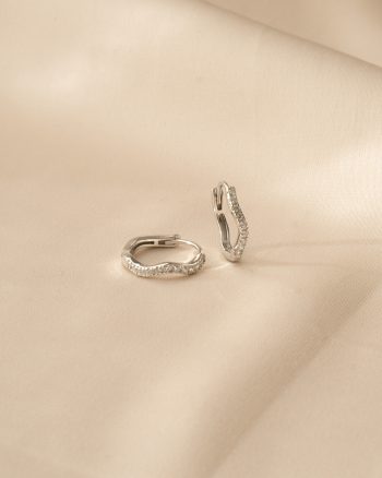 Sparkle Wave 14 mm – Sølv hoops