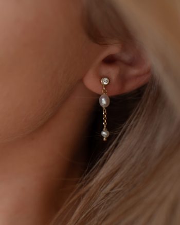 Clara – Guld perle øreringe