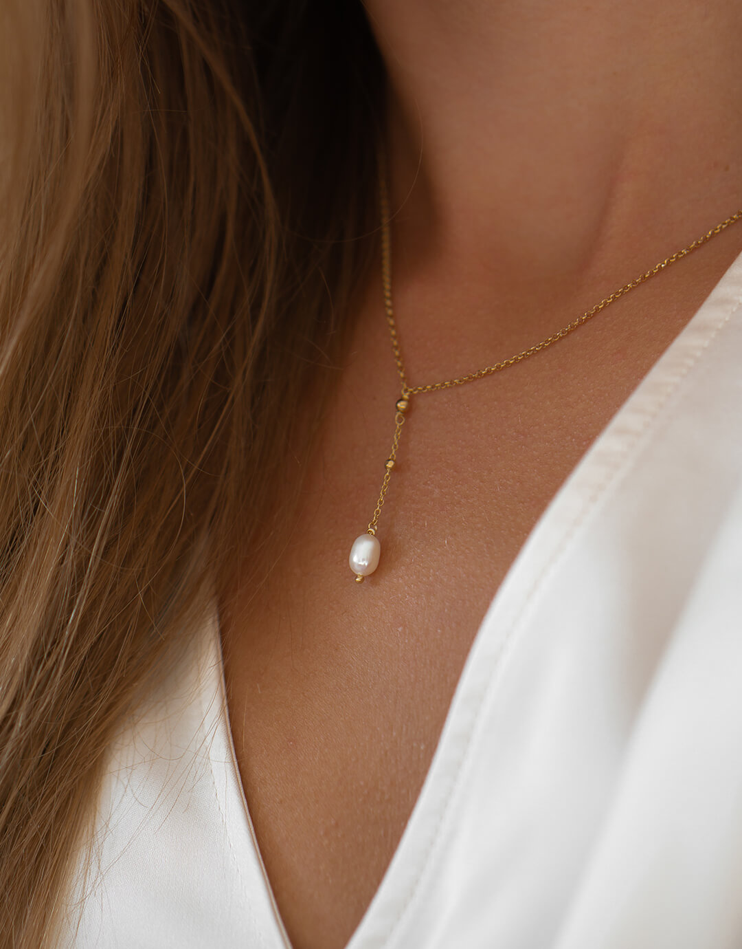 Clara - Guld perle halskæde - Billede 2