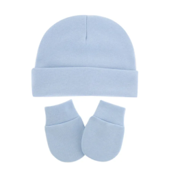 Bonnet et gant bleu ciel pour nouveau né à personnaliser