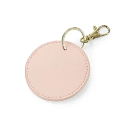 porte clé rose en similicuir de forme ronde à personnaliser