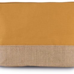 Trousse en coton et toile de jute, couleur moutarde à personnaliser