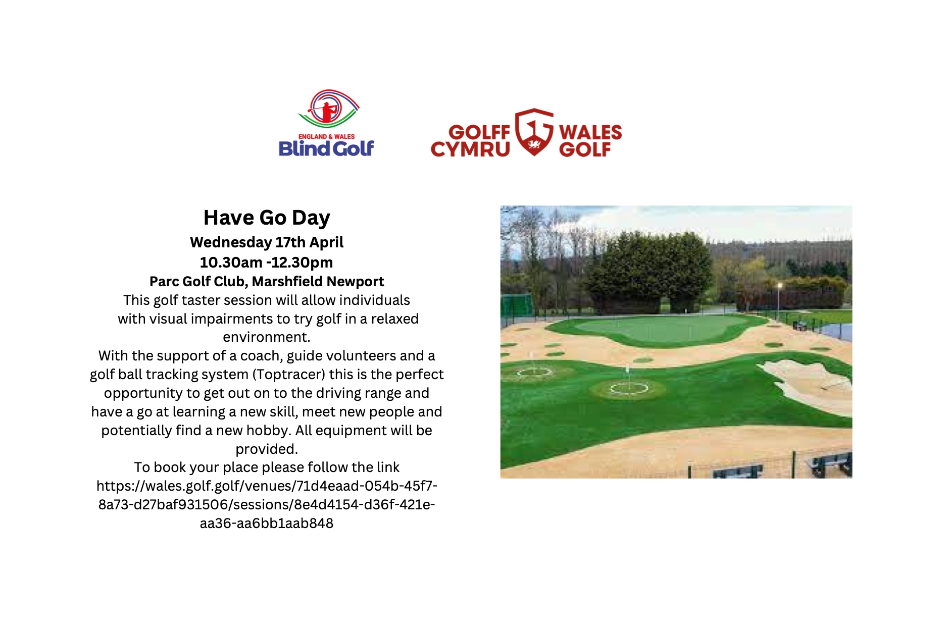 Have a Go Day Parc Golf Club, Newport, 17th  April 10.30am-12.30pm