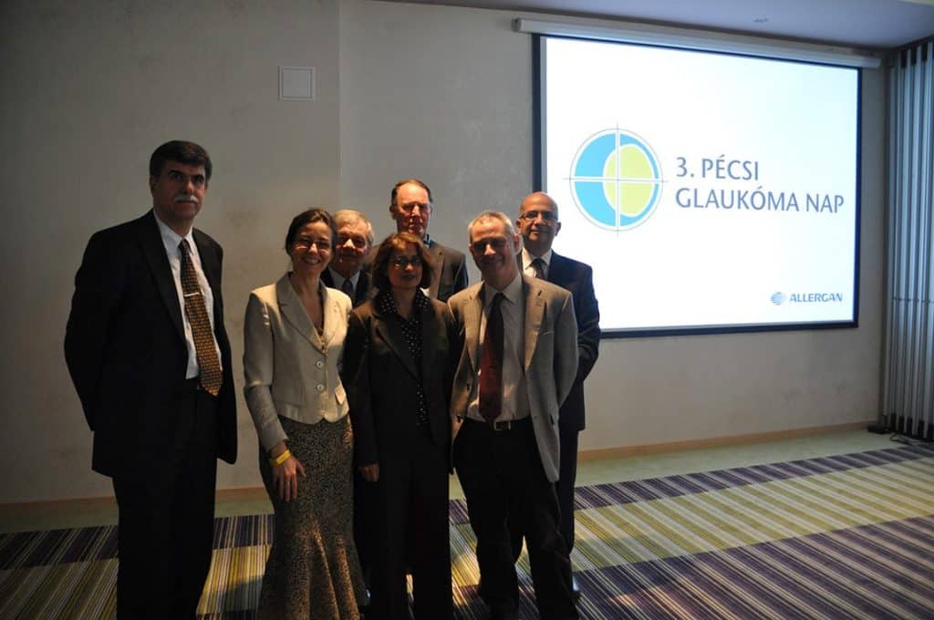 Pecs University, Hungary 2011: Glaucoma Day Speakers. Prof Z Biro, S Ajtony, Z Pal (Hungary), F Coldeiro (UK), D Edwards (USA), Gabor Hollo (Hungary), Ahmad Khalil (Egypt)