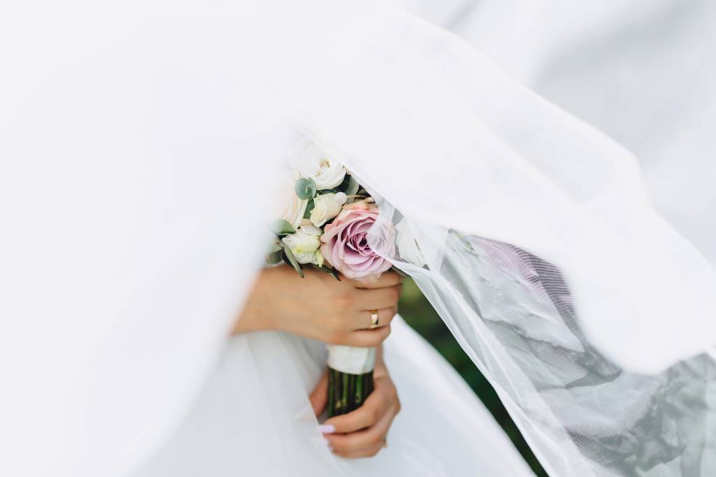 bride holds wedding bouquet her hands bride holds wedding bouquet her hands