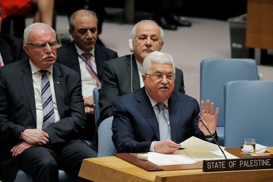 Abbas speaks during a meeting of the UN Security Council in New York