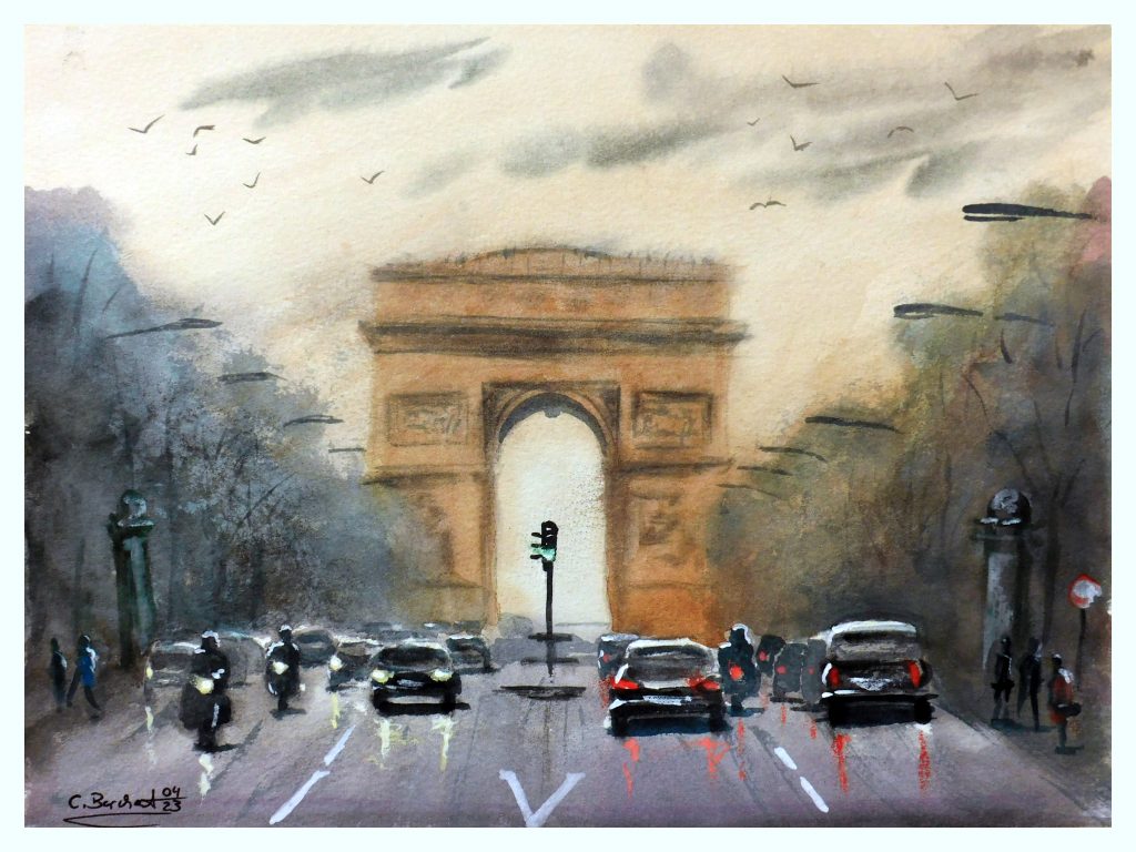 Arc de Triomphe, Aquarell von Claudia Borchert