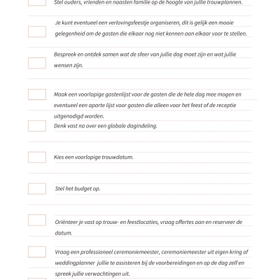 draaiboek checklist actiepunten bruiloft lijstje overzicht wedding plannen