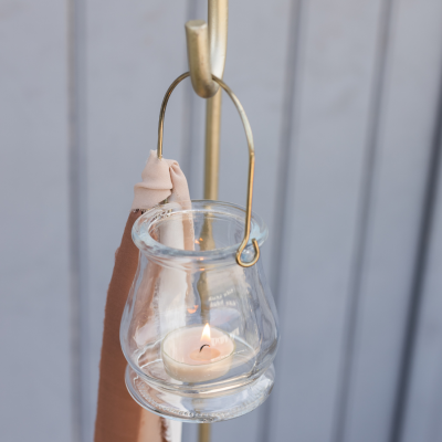 hangende glazen windlichtjes met hengsel, goud geschikt voor bruiloft decoratie