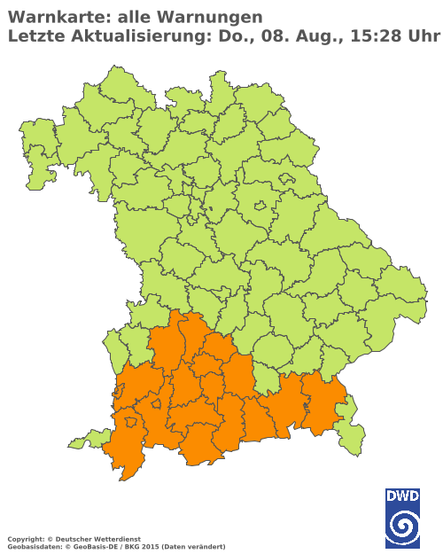 Aktuelle Wetterwarnungen für  Eichstätt