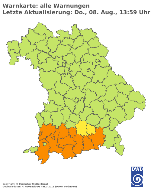 Aktuelle Wetterwarnungen für  Eichstätt