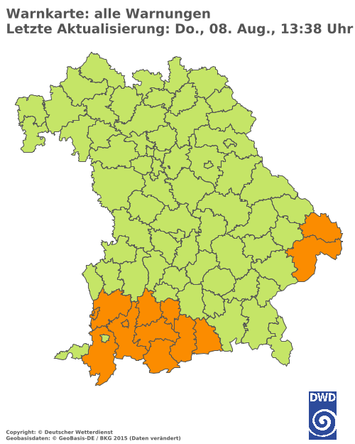 Aktuelle Wetterwarnungen für  Eichstätt