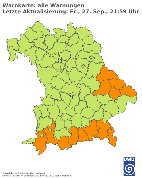 Aktuelle Wetterwarnungen für  Eichstätt