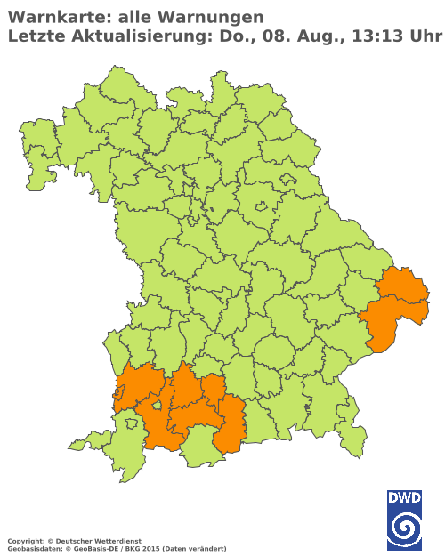 Aktuelle Wetterwarnungen für  Eichstätt