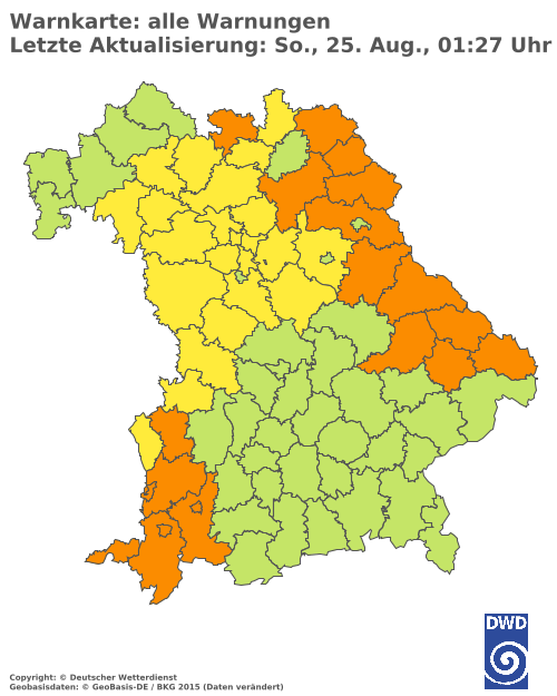 Aktuelle Wetterwarnungen für  Eichstätt