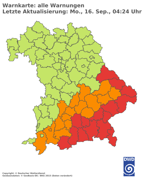 Aktuelle Wetterwarnungen für  Eichstätt