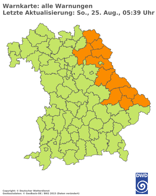 Aktuelle Wetterwarnungen für  Eichstätt