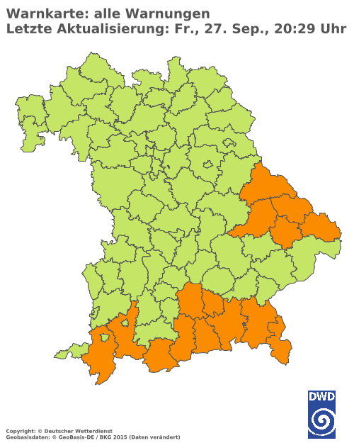 Aktuelle Wetterwarnungen für  Eichstätt