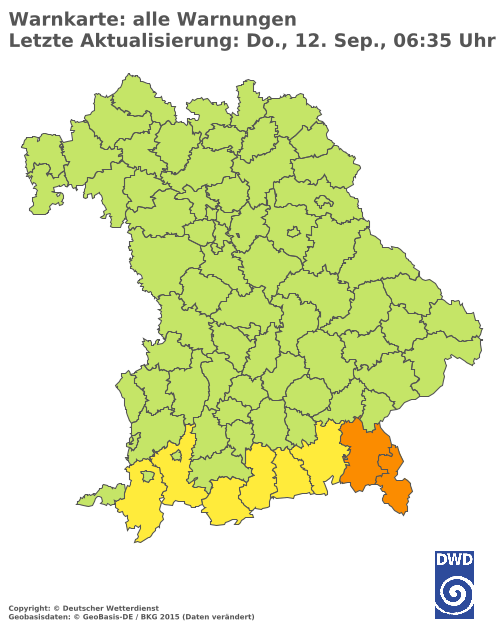 Aktuelle Wetterwarnungen für  Eichstätt