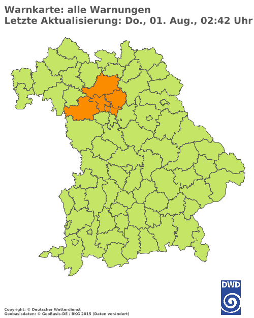 Aktuelle Wetterwarnungen für  Eichstätt