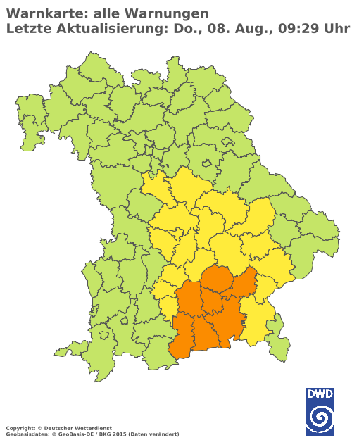 Aktuelle Wetterwarnungen für  Eichstätt