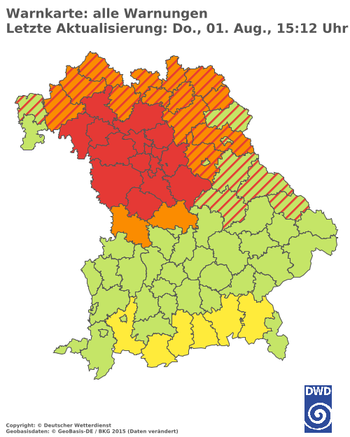 Aktuelle Wetterwarnungen für  Eichstätt