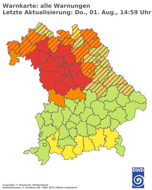 Aktuelle Wetterwarnungen für  Eichstätt