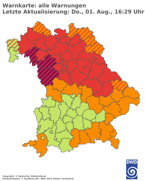 Aktuelle Wetterwarnungen für  Eichstätt