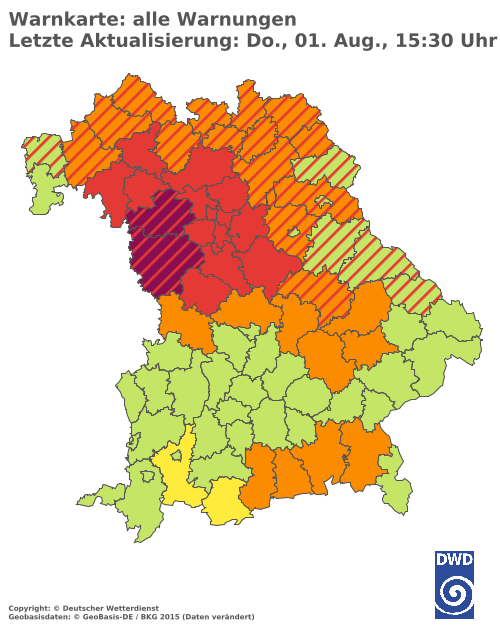 Aktuelle Wetterwarnungen für  Eichstätt