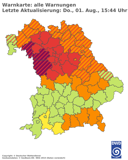 Aktuelle Wetterwarnungen für  Eichstätt