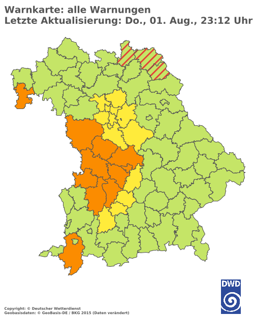 Aktuelle Wetterwarnungen für  Eichstätt