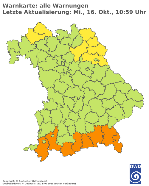 Aktuelle Wetterwarnungen für  Eichstätt