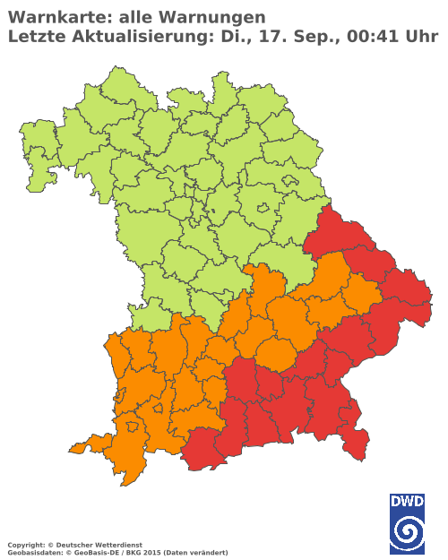 Aktuelle Wetterwarnungen für  Eichstätt