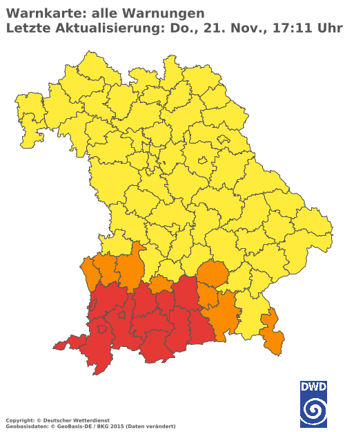 Aktuelle Wetterwarnungen für  Eichstätt