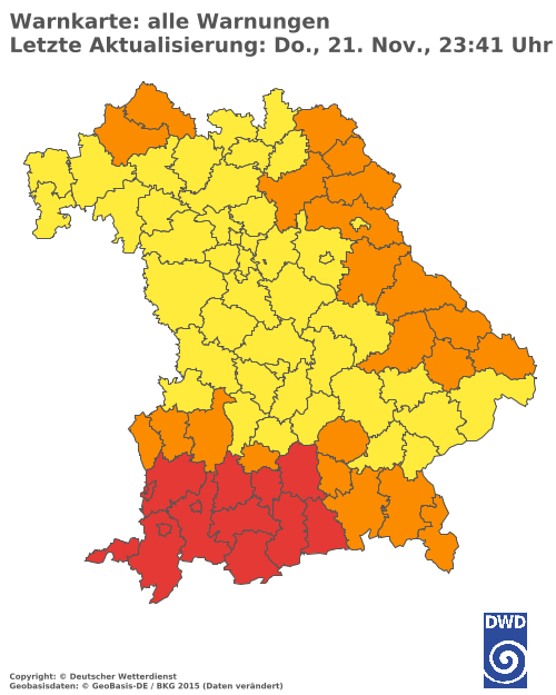 Aktuelle Wetterwarnungen für  Eichstätt