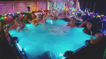 christmas and partying in hot tub