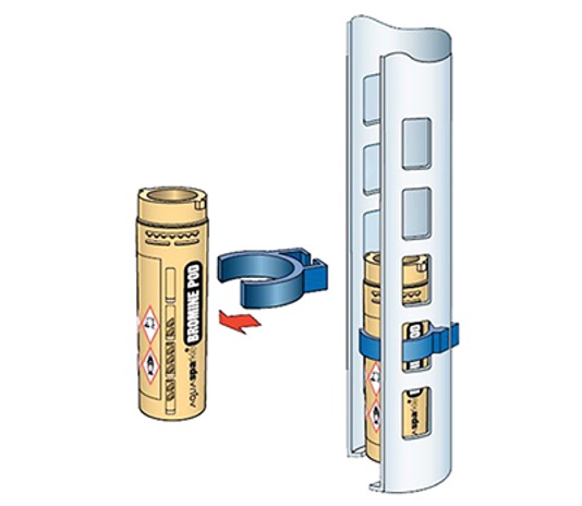 Frog Inline sanitiser and bromine pod.