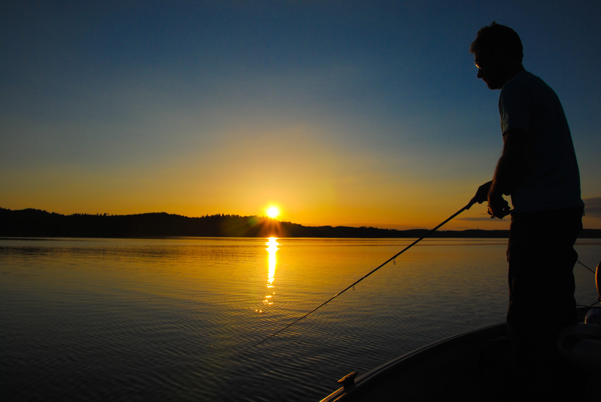 Fishing at lake Ören in Sweden