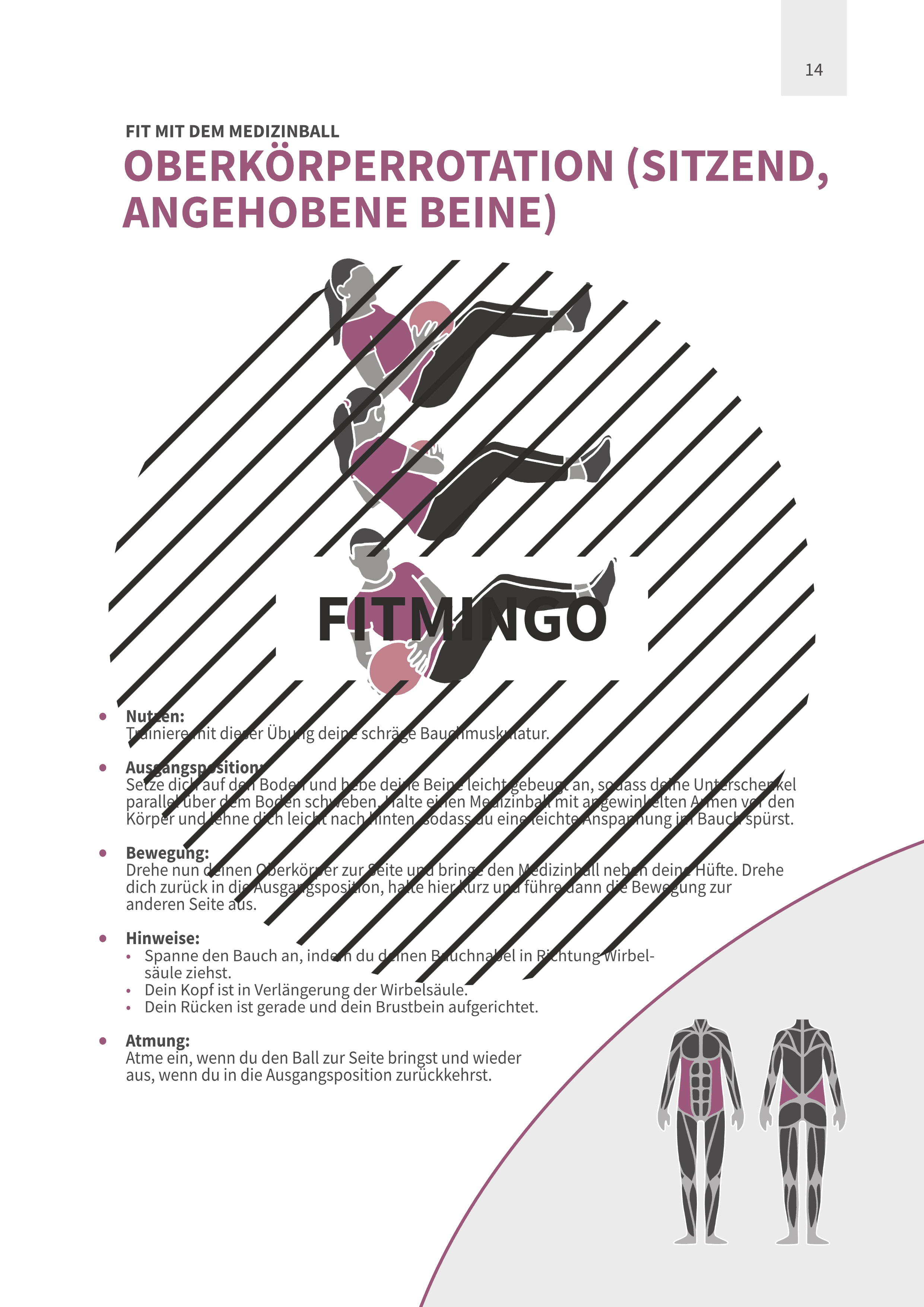 Oberkörperrotation (angehobene Beine) mit Medizinball