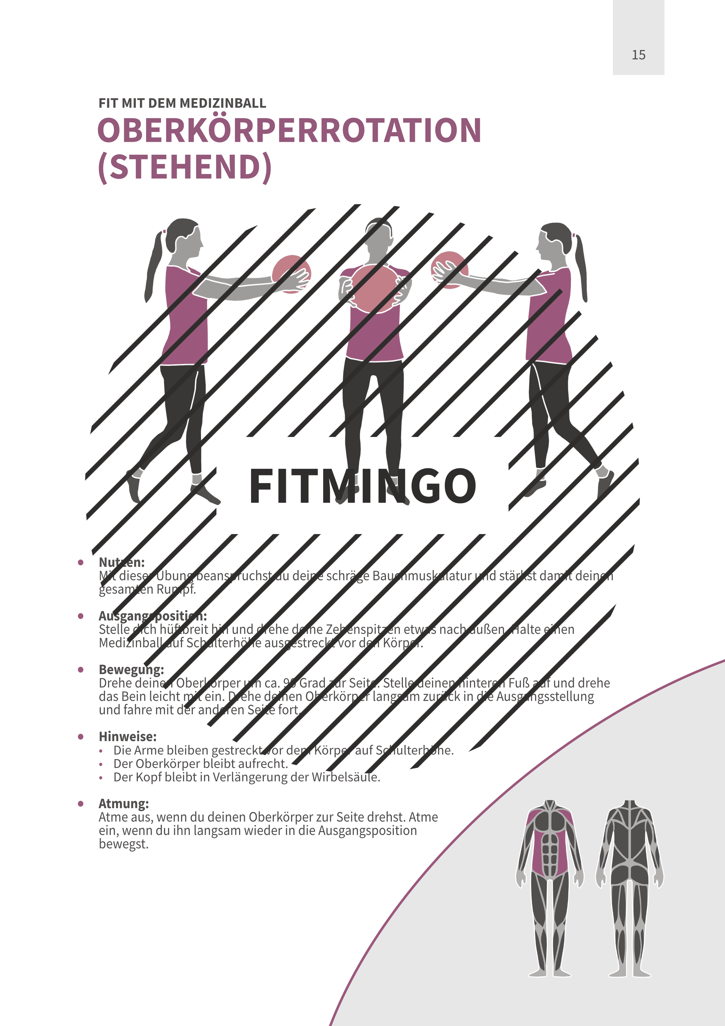 Oberkörperrotation stehend mit Medizinball