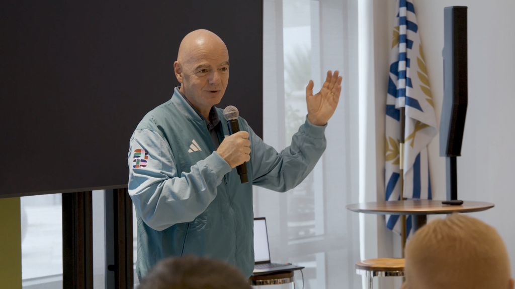 FIFA head Infantino visits TOC before WC kick off. Photo: Videograb from FIFA press release.