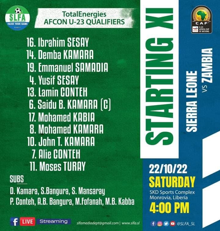 Five Foreign-based players in Sierra Leone starting eleven for Zambia qualifier