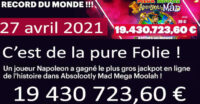 Jackpot record Mega Moolah en 2021