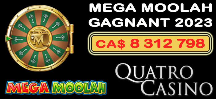 Jackpot Mega Moolah Gagnant 2023 chez Quatro Casino